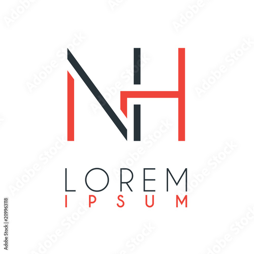 The logo between the letter N and letter H or NH with a certain distance and connected by orange and gray color