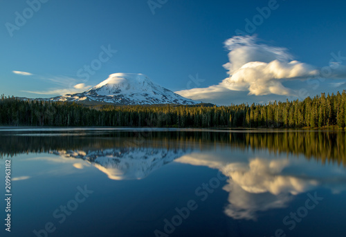 Reflection of Mt. Adams in Takhlakh Lake. photo