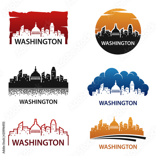 Washington City Skyline Landscape Logo Template