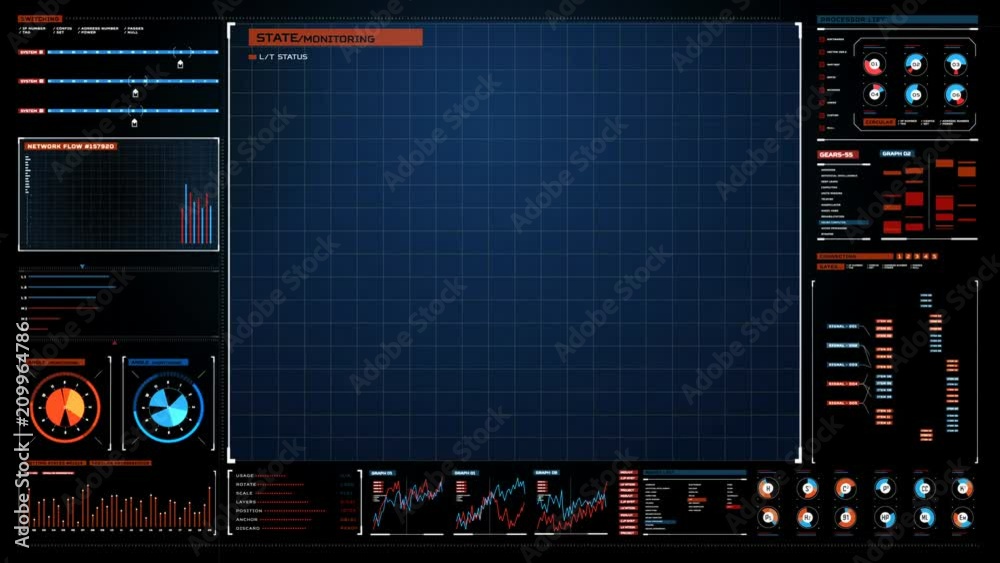 
Digital futuristic display interface. technology graph, computer operation data screen.4k animation movie.1.