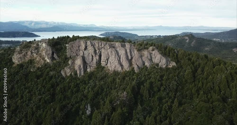 Aerial view of the horizon of the lake movement from the forest of the coihue trees to the amazong lake Nahuel Huapi, patagonia, Argentina. 4k Aerial view of the horizon of the lake movement from the forest of the coihue trees to the amazong lake Nahuel Huapi, patagonia, Argentina. 4k