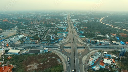 Wallpaper Mural aerial view of traffic and tunel junction in bangkok thailand Torontodigital.ca