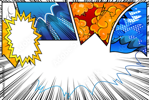 Vector illustrated comic book style abstract background.