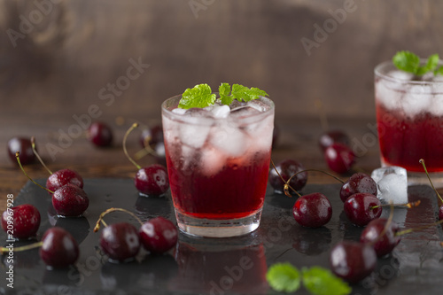 Wallpaper Mural Fresh cold cherry cocktail with mint and ice. Torontodigital.ca