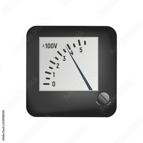 A voltmeter measures the electrical voltage. Electrical equipment vector illustration. Microammeter.