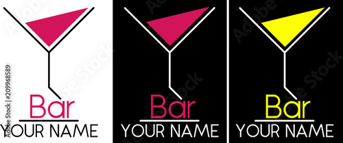 cocktail glass with an inscription bar minimalist logo