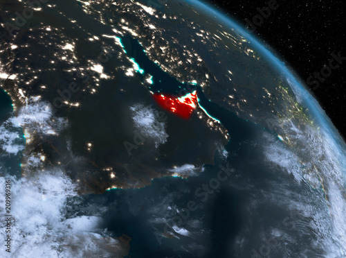 United Arab Emirates at night from orbit