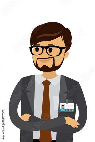 Caucasian businessman with badge
