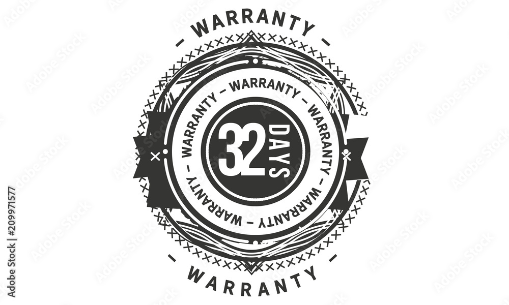 Fototapeta premium 32 days warranty icon vintage rubber stamp guarantee