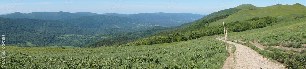 Fototapeta premium Bieszczady mountains, Poloniny mountains - panorama
