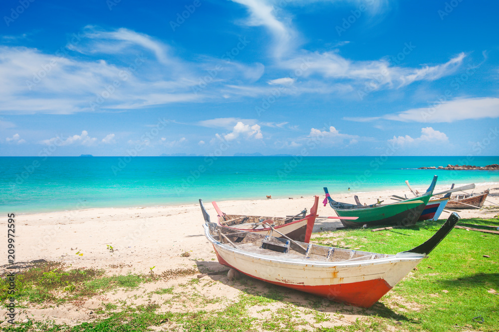 beach and fishing boat, koh Lanta, Thailand beach and fishing boat, koh Lanta, Thailand