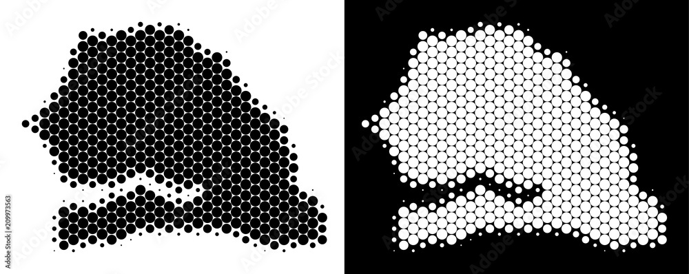 Dotted halftone Senegal map. Vector geographic map on white and black ...