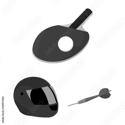Different kinds of sports monochrome icons in set collection for design. Sport equipment vector symbol stock web illustration.