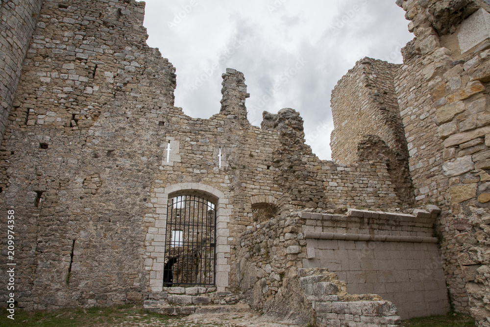 Ruins of old medieval castle of Bargeme in Provence France