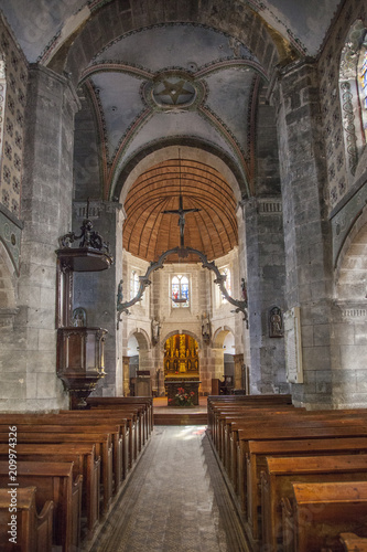  Interior of the old church in Barfleur in Normandy  France