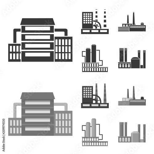 Industry, production.Factory set collection icons in black,monochrome style vector symbol stock illustration web.