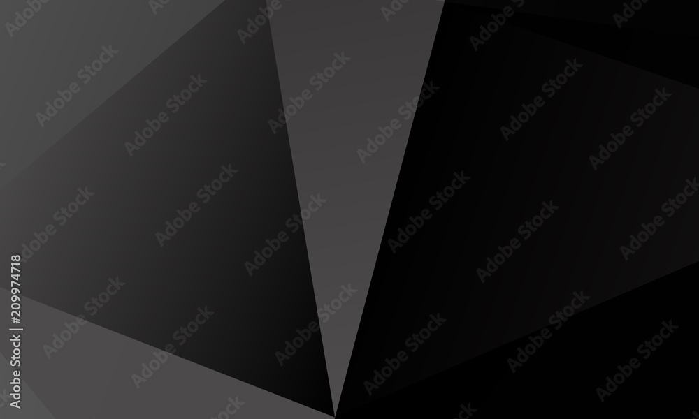 Black, gray polygon background. Vector imitation of the 3D illustration. Pattern with triangles of different scale. Black, gray polygon background. Vector imitation of the 3D illustration. Pattern with triangles of different scale.