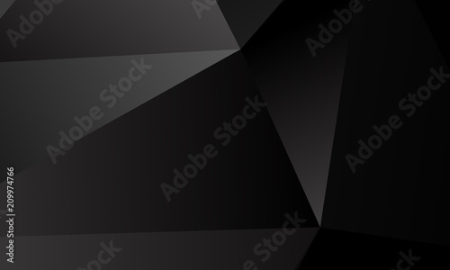 Black  gray polygon background. Vector imitation of the 3D illustration. Pattern with triangles of different scale. 