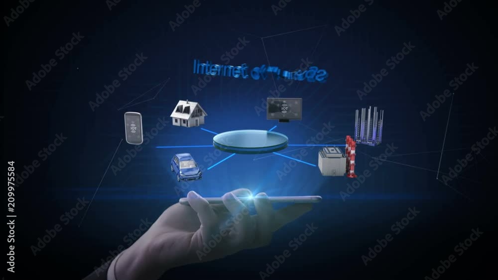 lifting smart phone, mobile, Smart house, Factory, Building, Car, Mobile, internet sensor connect 'Internet of things' technology, artificial intelligence. 4k movie.