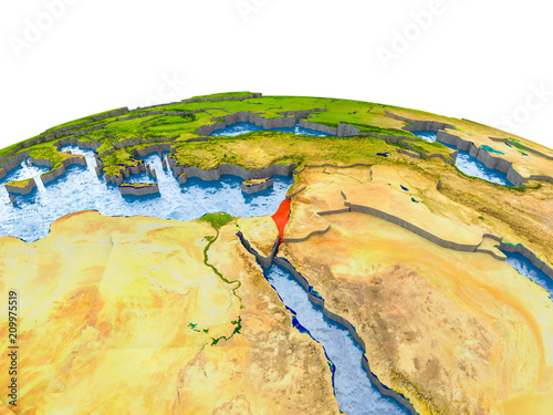 Israel on model of Earth