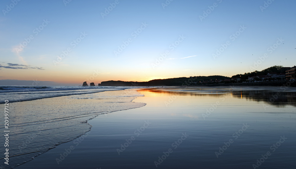 Sunrise at Hendayes beach