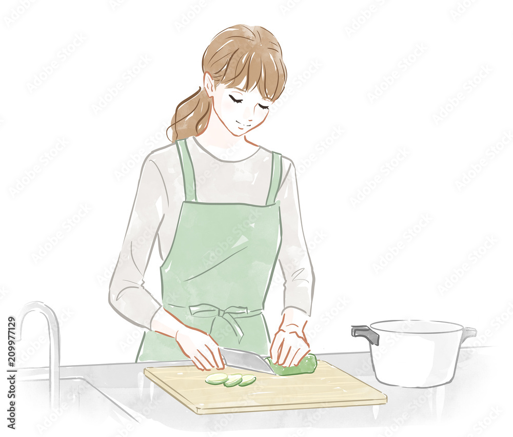 料理する女性 Stock イラスト Adobe Stock