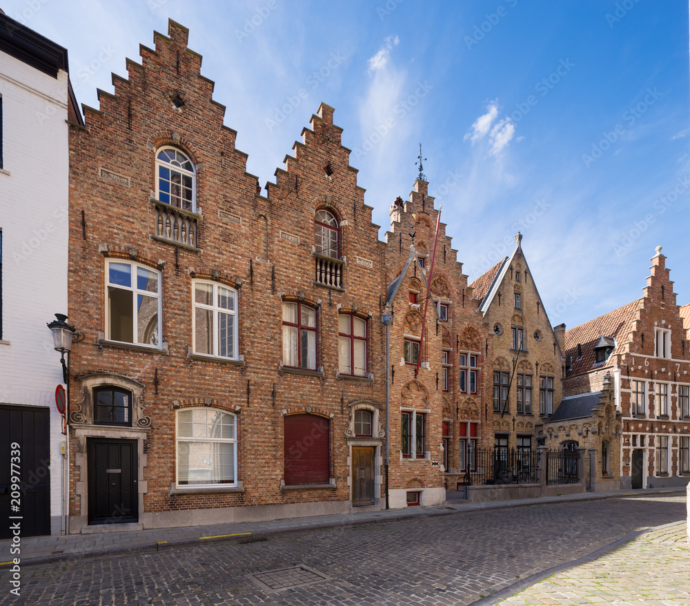 Traditional medieval architecture in the old town of Bruges (Brugge), Belgium