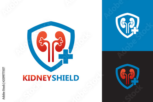 Kidney Shield Logo Template Design Vector, Emblem, Design Concept, Creative Symbol, Icon
