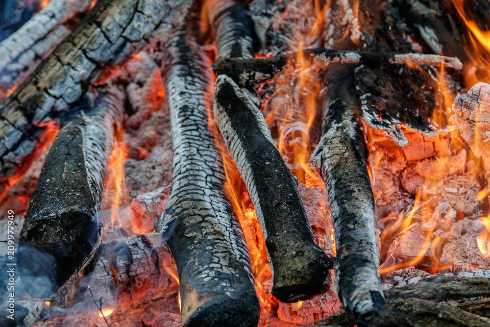 coal burns in fire