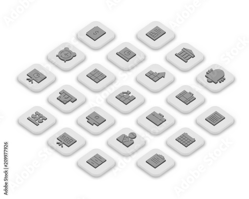 3D isometric icons of business isolated on a background.