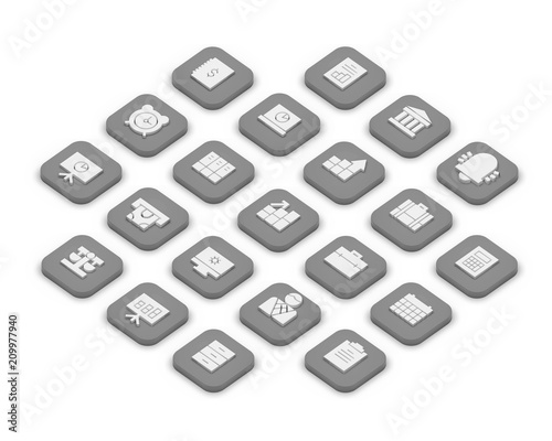 3D isometric icons of business isolated on a background.