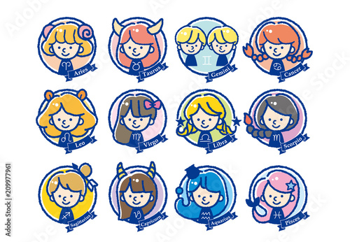 12星座アイコンイラスト Zodiac signs vector illustrations