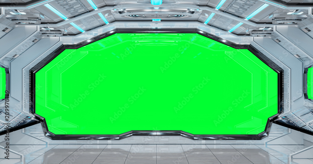 Fototapeta premium White clean spaceship interior background 3D rendering