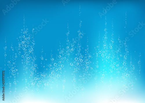 Undersea  blue  fizzing air, water or oxygen  bubbles vector texture.