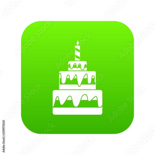 Cake icon digital green for any design isolated on white vector illustration