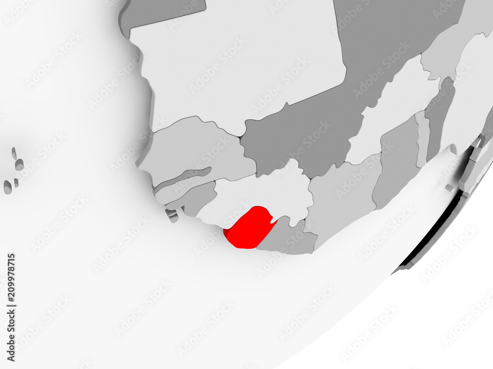 Fototapeta premium Sierra Leone in red on grey map