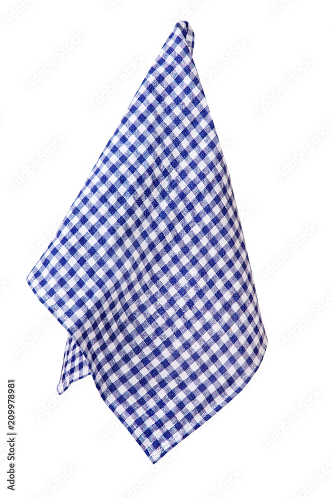 Blue napkin in cage isolated on white background
Blue napkin in cage isolated on white background