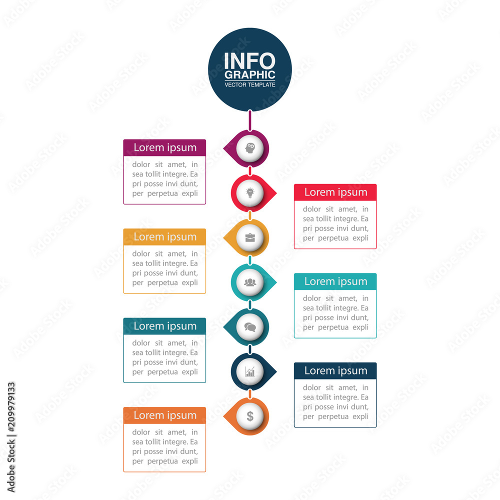 Vector infographic template for diagram, graph, presentation, chart, business concept with 7 options. Vector infographic template for diagram, graph, presentation, chart, business concept with 7 options.