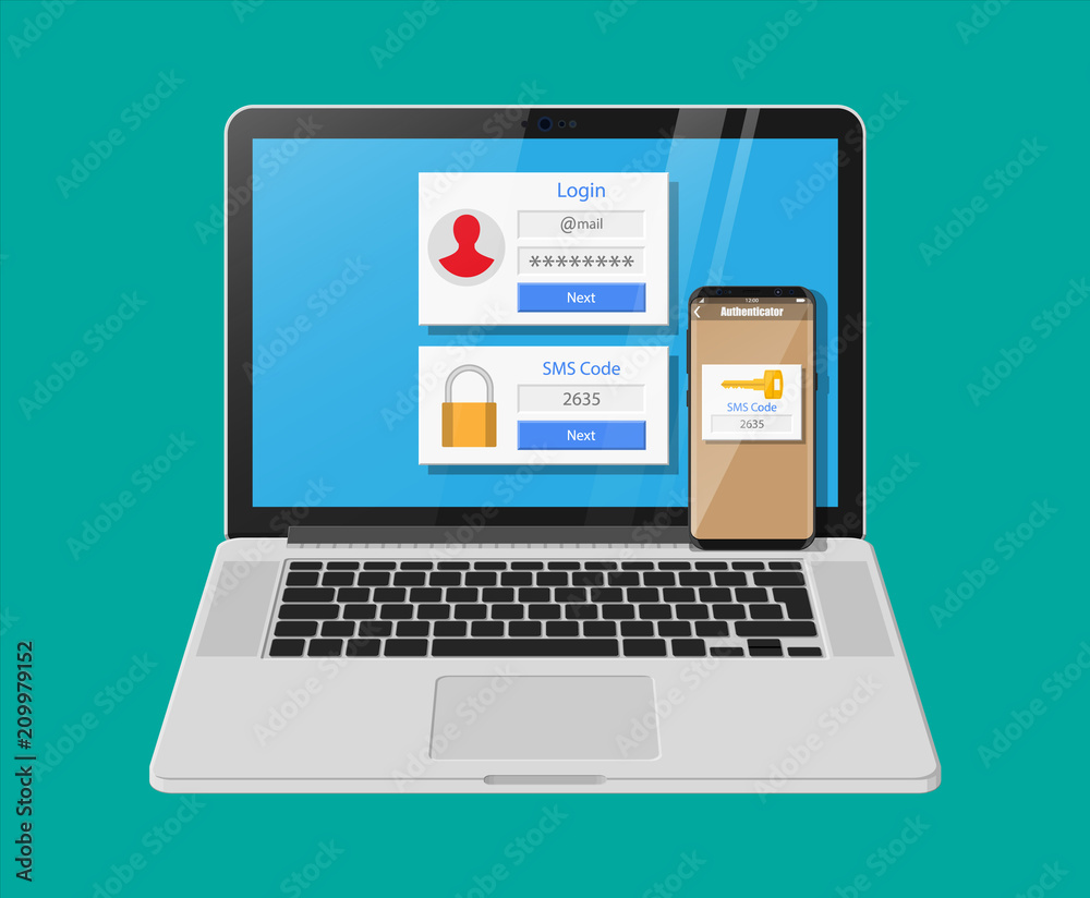 Two steps authentication concept. Two steps authentication concept.