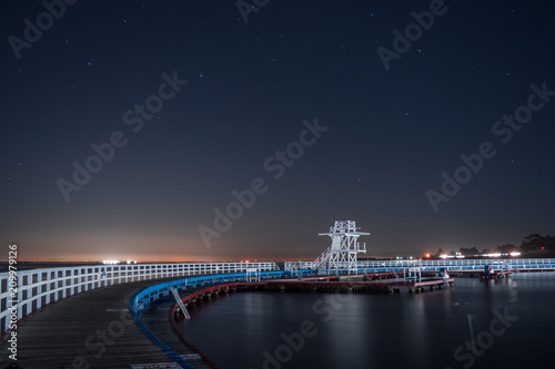 Boardwalk and diving platform at night - Geelong Promenade