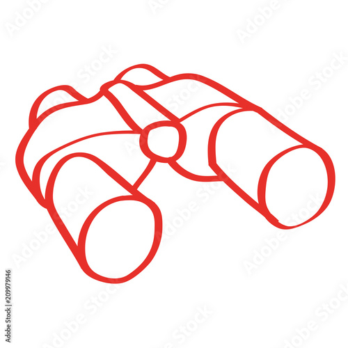 Handgezeichnetes Fernglas in rot