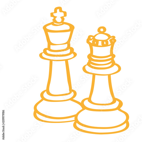 Handgezeichnete Schachfiguren in orange