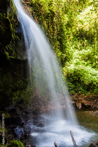 One of waterfalls in a cloud forest along the Lost Waterfalls hiking trail near Boquete  Panama