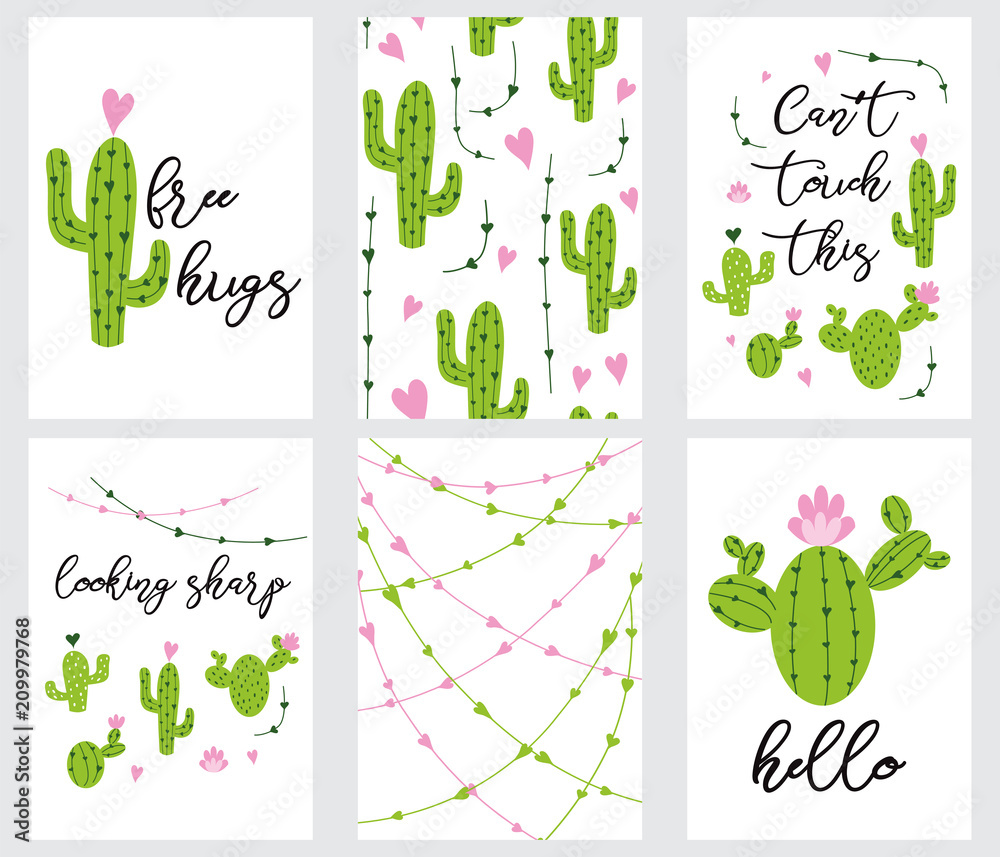 Set cute ready-to-use gift tags with cactus Printable collection of ...
