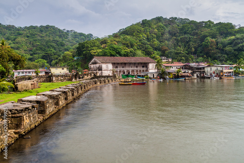 Fuerte San Jeronimo fortress and Real Aduana customs house in Portobelo village, Panama