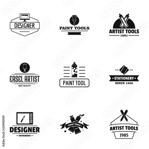 Designer tool logo set. Simple set of 9 designer tool vector logo for web isolated on white background
