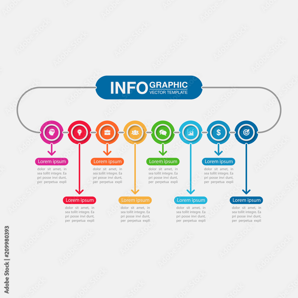 Vector infographic template for diagram, graph, presentation, chart, business concept with 8 options. Vector infographic template for diagram, graph, presentation, chart, business concept with 8 options.
