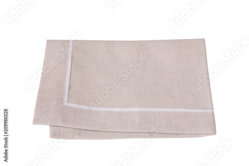 
Beige napkin isolated on white background, business concept