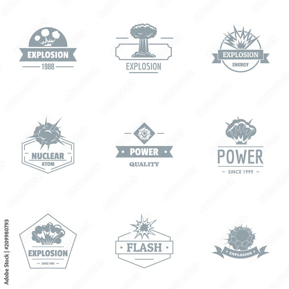 Explosion logo set. Simple set of 9 explosion vector logo for web isolated on white background