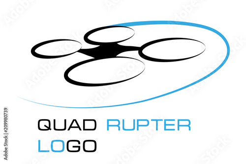 Illustrations of Drone quadrocopter. Drone with camera. Robotics illustration. Vector graphics to design.